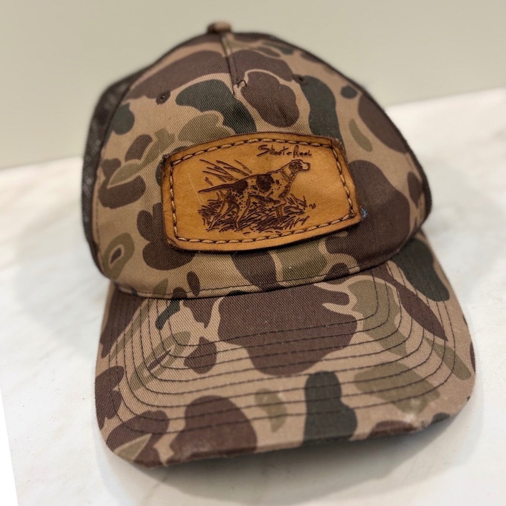 Rugged Outdoor Gorpcore Trucker Hat Camo Leather PatchRichardson Men Brown Dog